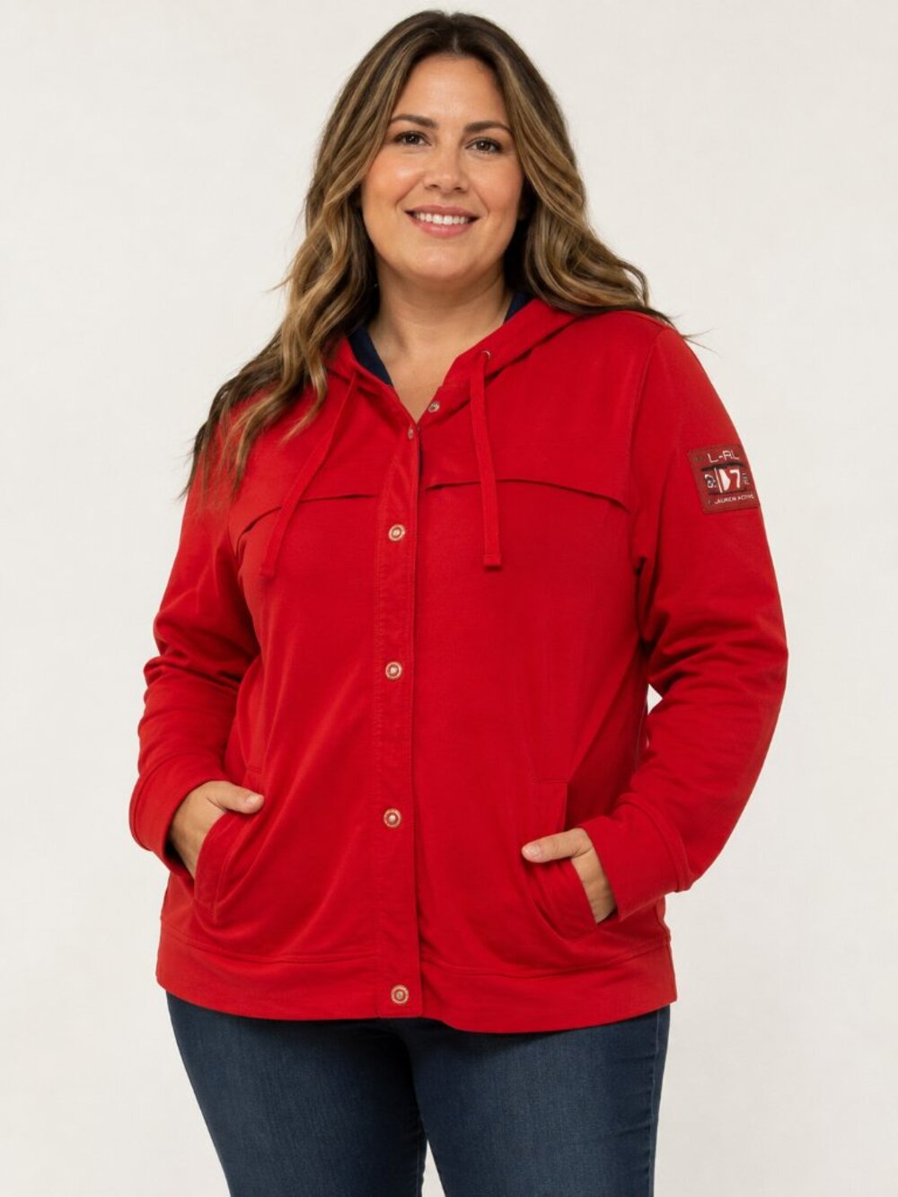 Lauren Ralph Lauren Active Red Hooded Jacket Women's Plus Size 2X